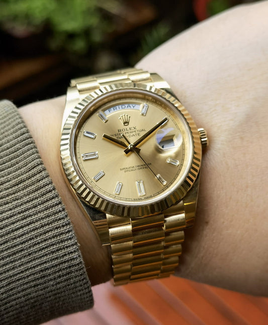 2025 Automatic Men's Watch Day-Date22823818K Gold Rock Candy Diamond