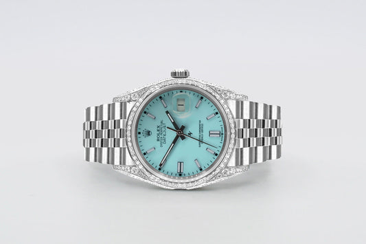 2025 Smartwatch Datejust Stainless Steel Watch Blue Dial Diamond Bezel 36mm 16014
