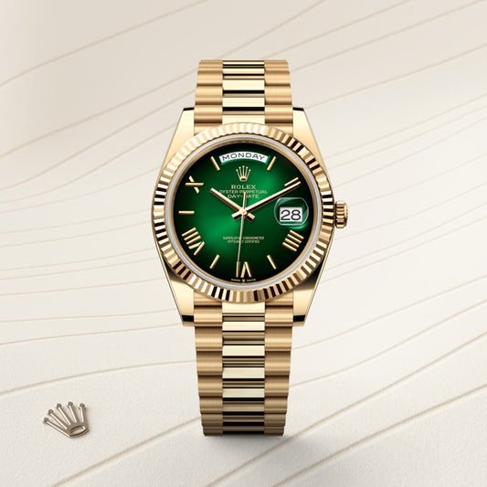 2025 Smartwatch, Day-Date 118238, Gold Model, Bright Green Dial